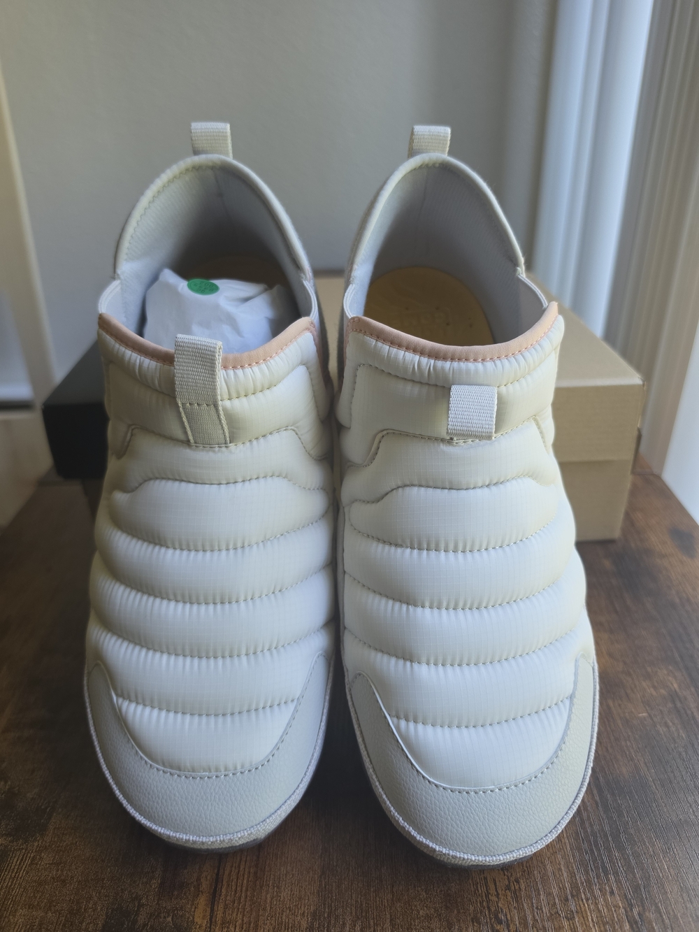Teva Cream Quilted Slip-On Ankle Sneakers with Pink Trim - Picture 7 of 15